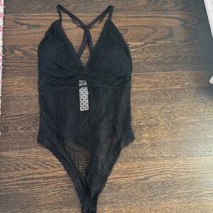 Abercrombie & Fitch Black Textured Bodysuit